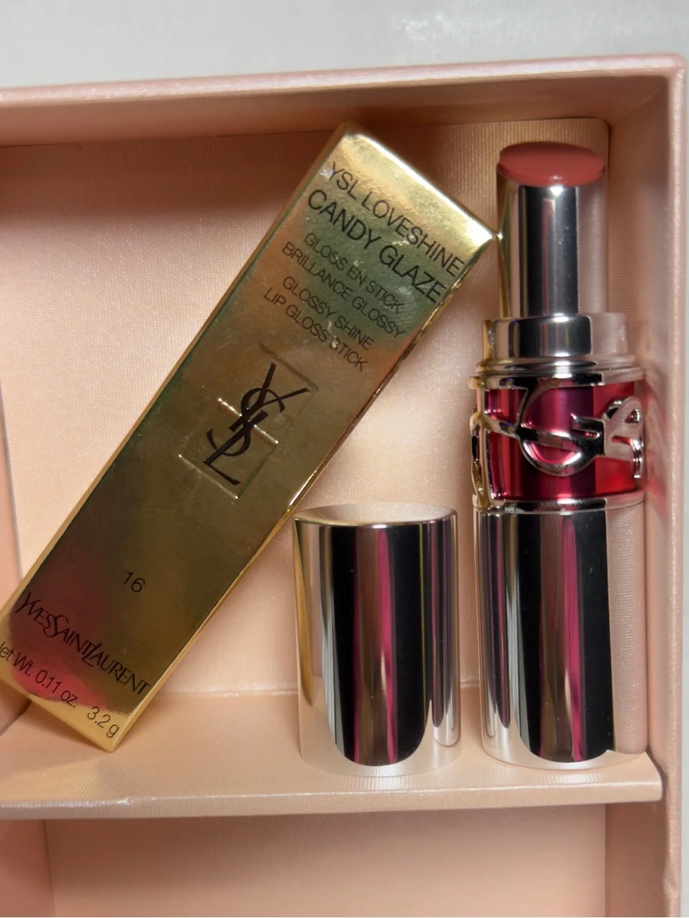 Yves Saint Laurent YSL Loveshine Candy Glaze Lip Gloss Stick - Shimmer Pink